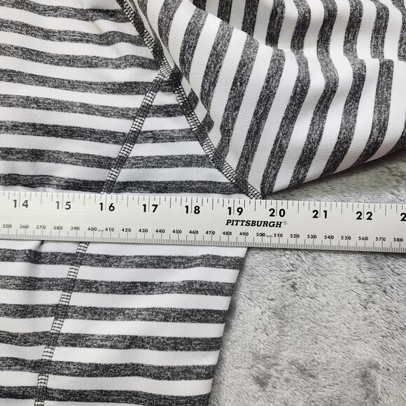 Lucy Top Womens L Gray White Striped Half Zip Pullover Thumbholes Long Sleeves - Picture 7 of 9